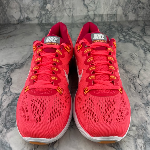 💖⏫Womens Neon Pink Nike Lunarglide 5 Lunarlon Fitsole Running Shoes - Picture 12 of 14